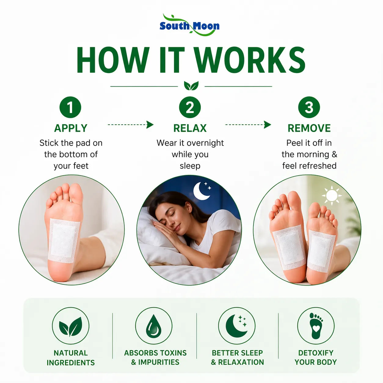 (20 Patches) Detox Foot Patches – Natural Cleansing Foot Pads for Stress Relief & Better Sleep