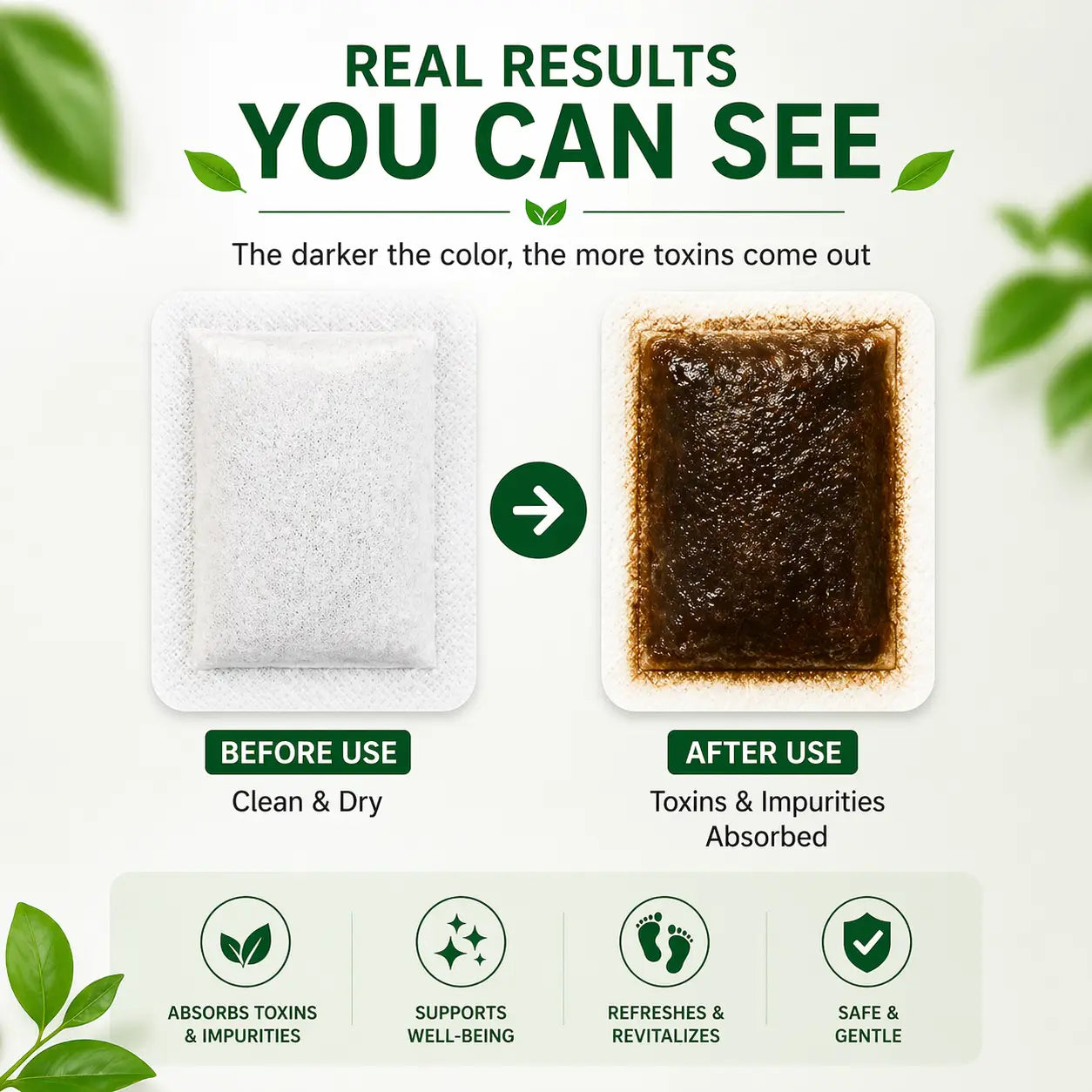 (20 Patches) Detox Foot Patches – Natural Cleansing Foot Pads for Stress Relief & Better Sleep