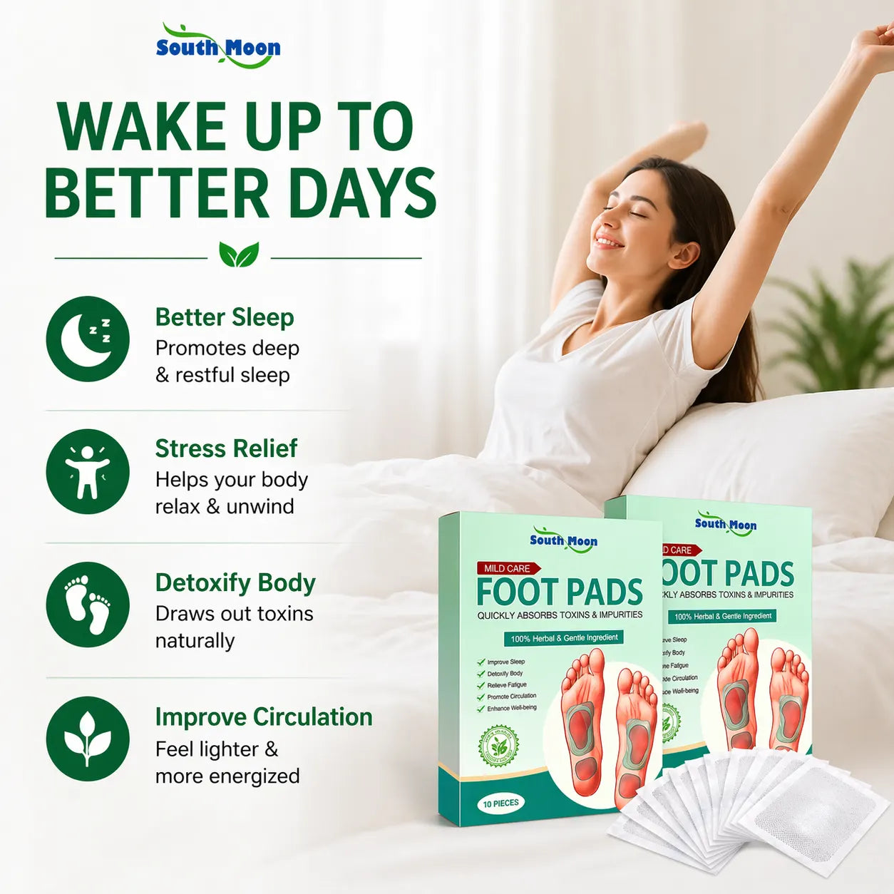 (20 Patches) Detox Foot Patches – Natural Cleansing Foot Pads for Stress Relief & Better Sleep