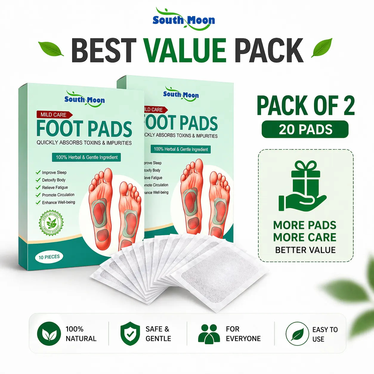 (20 Patches) Detox Foot Patches – Natural Cleansing Foot Pads for Stress Relief & Better Sleep