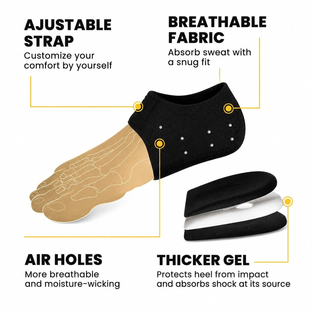 (Pack of 2) Heel Protectors Heel Covers – Anti-Crack Gel Cushion Pads & Shoe Heel Guards for Men & Women