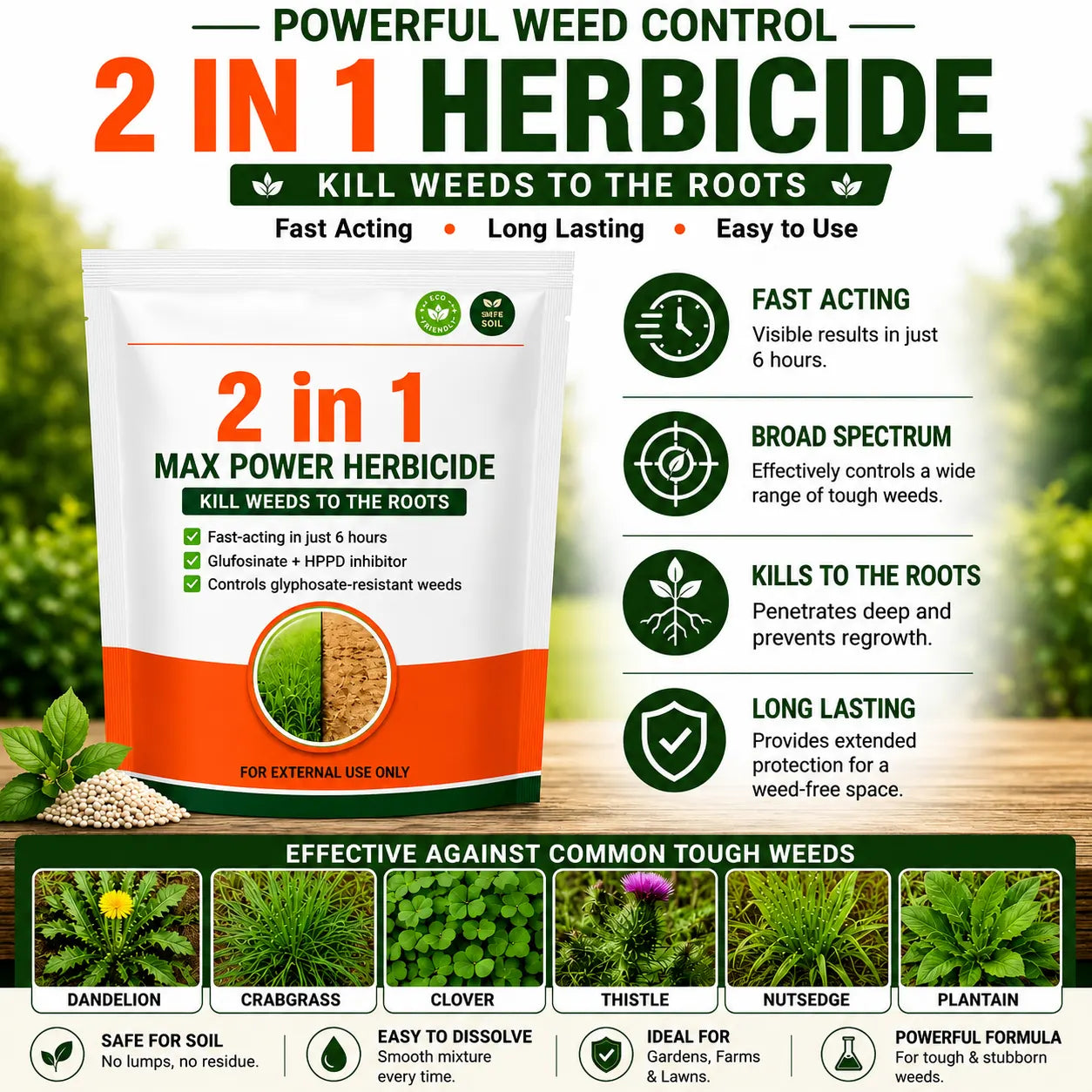 Weed Killer Herbicide (Pack of 2) – Fast Acting Root Control Formula for Garden & Lawn