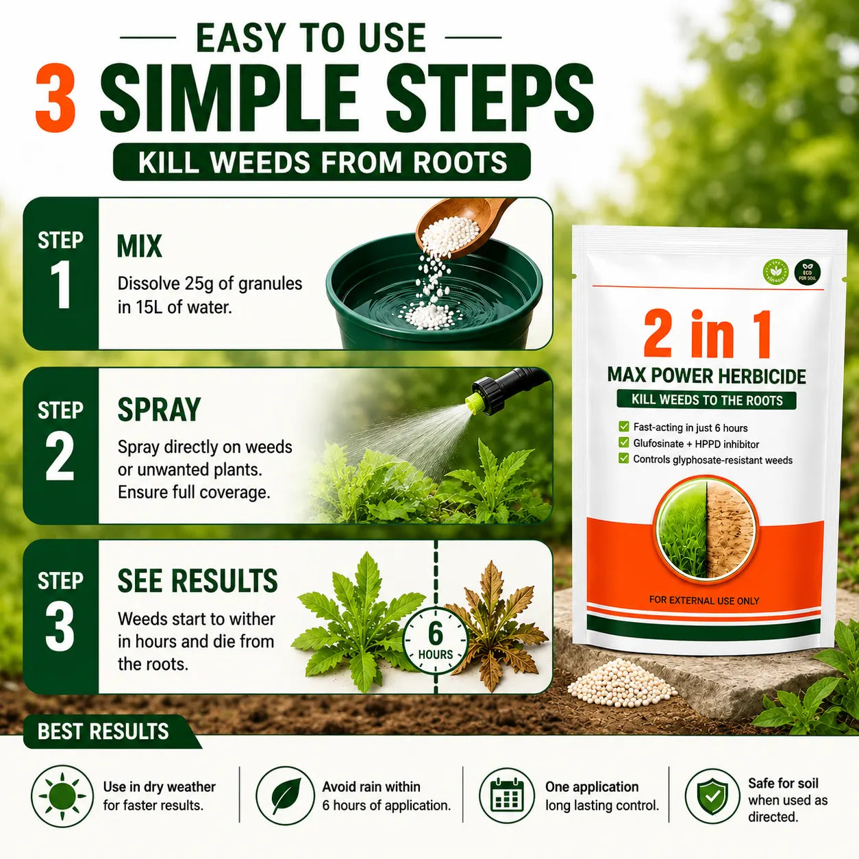 Weed Killer Herbicide (Pack of 2) – Fast Acting Root Control Formula for Garden & Lawn