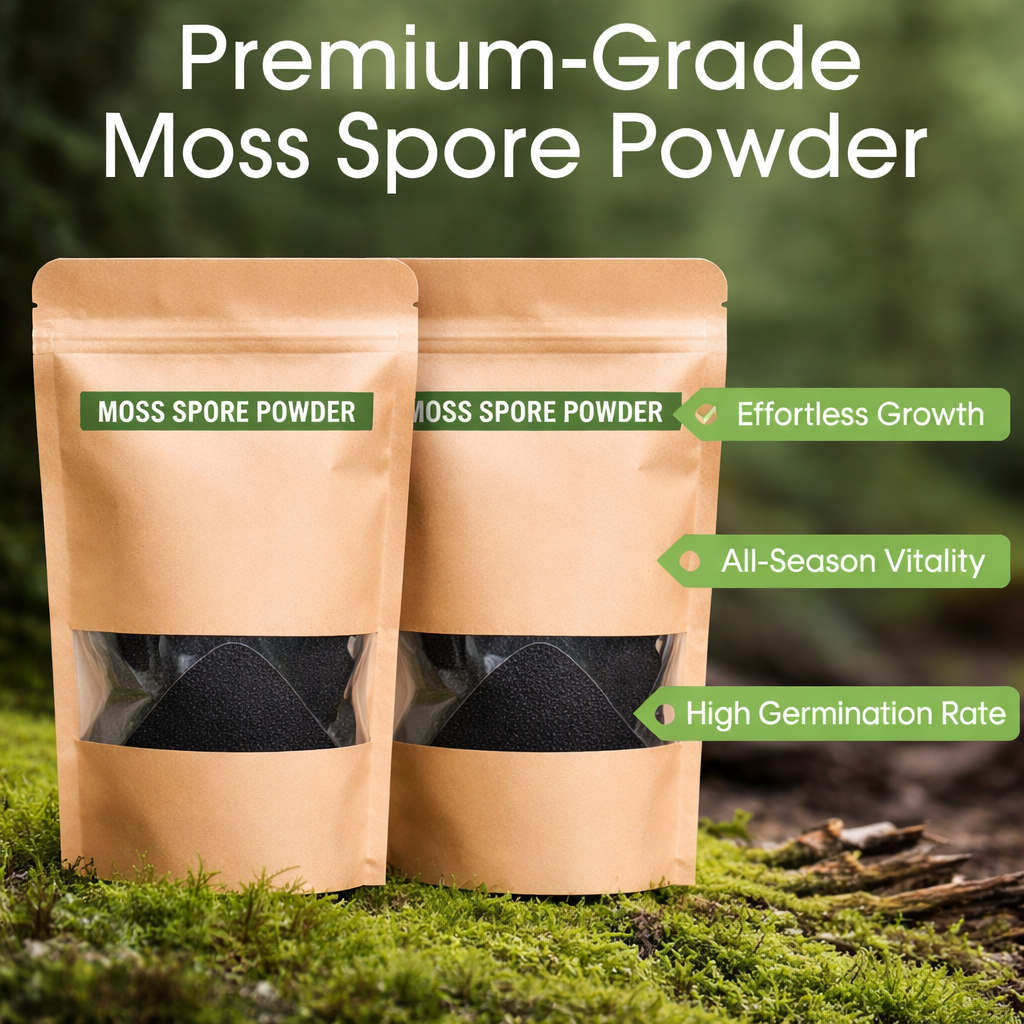 Premium Grade Moss Spore Powder (Pack of 2) – Grow Bonsai Moss, Organic Seed Starter & Soil Moisture Retainer For Gardening