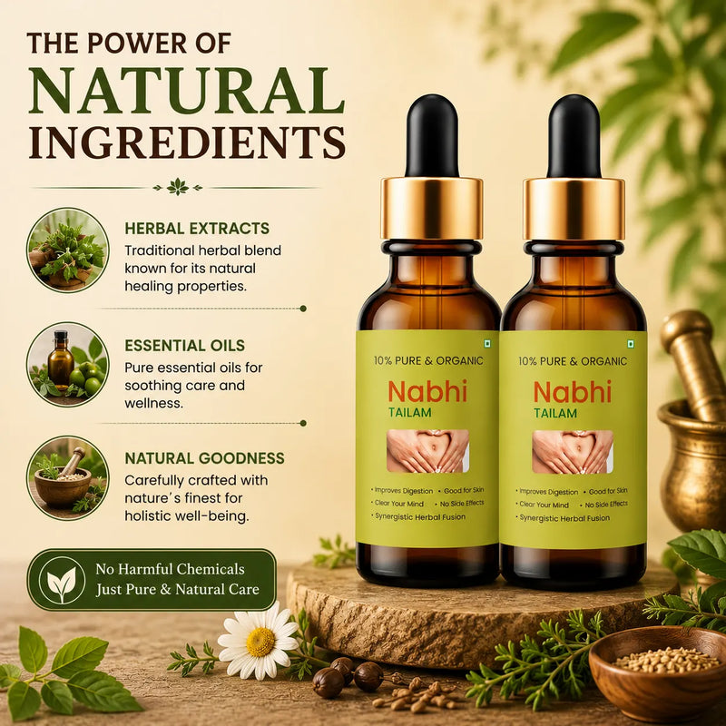 Ayurvedic Nabhi Oil & Navel Therapy Tailam (30ml Each, Pack of 2) – Natural Belly Button Oil for Weight Loss & Skin Care
