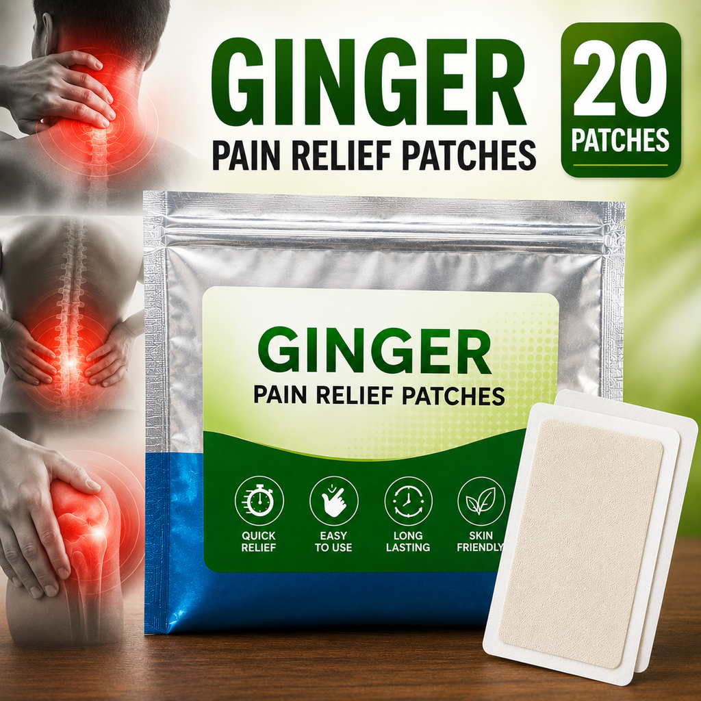 Pain Relief Patch Ginger Heat Patches (20 Patches Pack of 2) – Herbal Knee Patches & Back Pain Relief Plaster