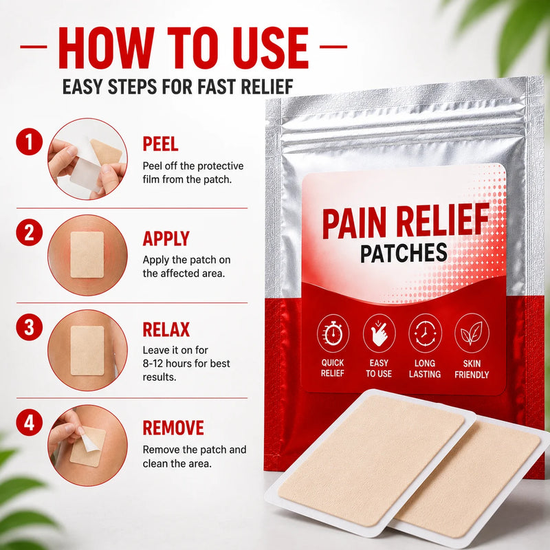 Pain Relief Patch Ginger Heat Patches (20 Patches Pack of 2) – Herbal Knee Patches & Back Pain Relief Plaster