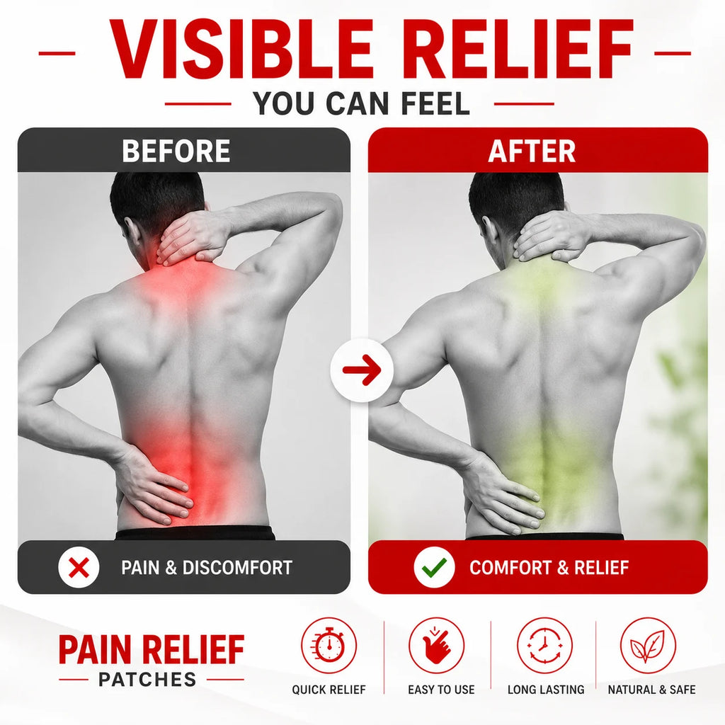Pain Relief Patch Ginger Heat Patches (20 Patches Pack of 2) – Herbal Knee Patches & Back Pain Relief Plaster