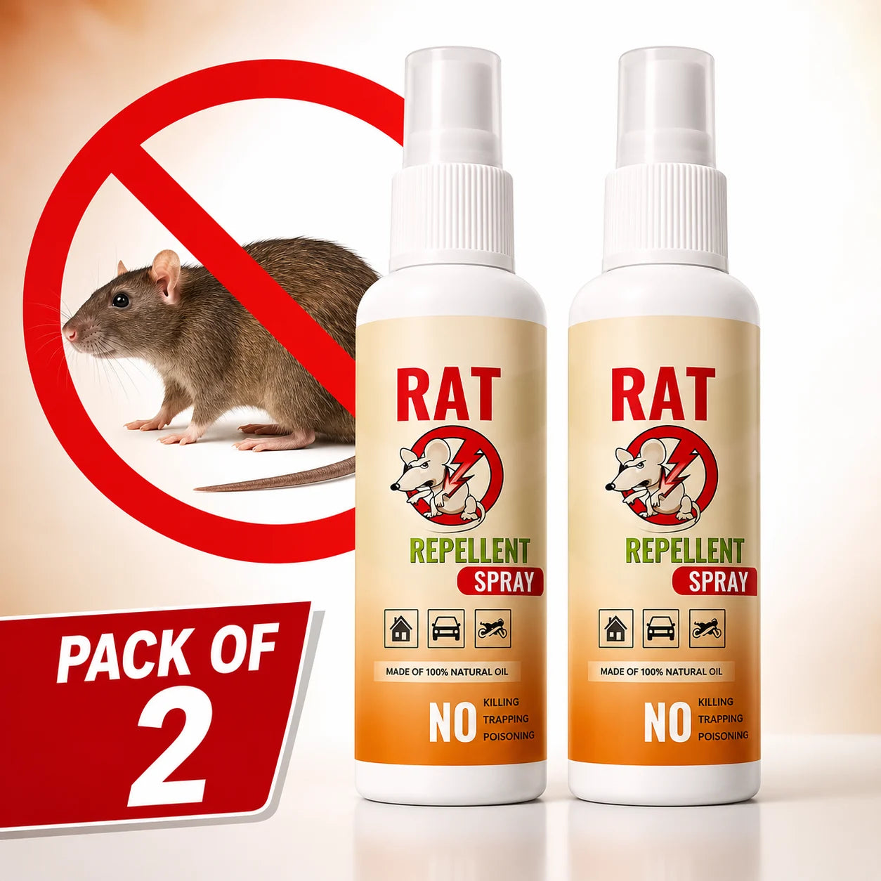 Rat Repellent Spray for Car & Home (Pack of 2) – High-Efficiency Rodent Repellent Spray for Car Engine & House Protection