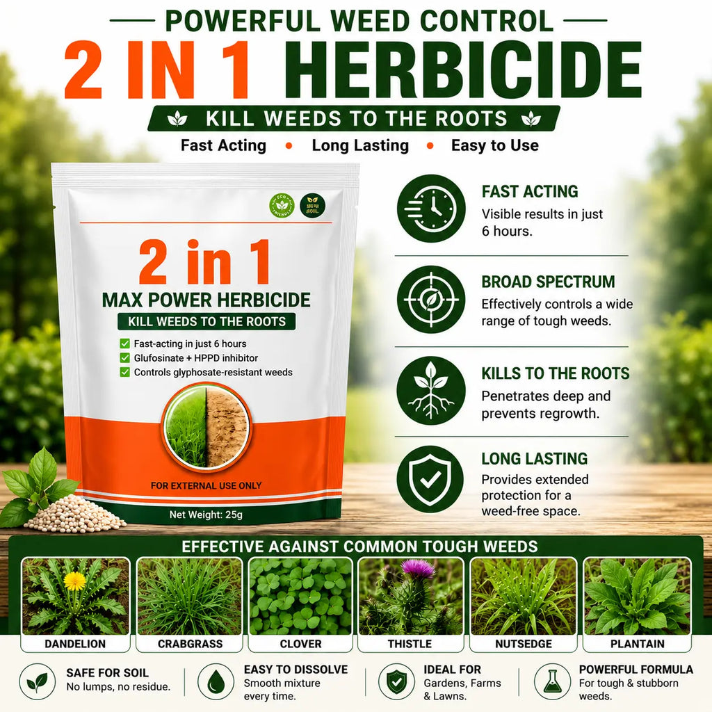 (Pack of 2) Max Power Herbicide Weed Killer – Dual-Action Grass & Weed Remover for Home Garden