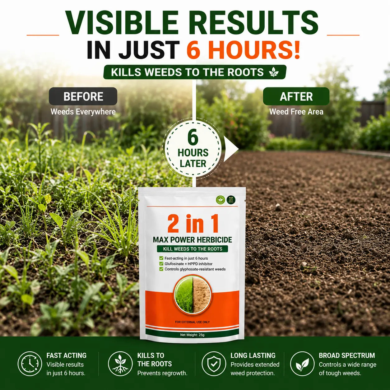 (Pack of 2) Max Power Herbicide Weed Killer – Dual-Action Grass & Weed Remover for Home Garden