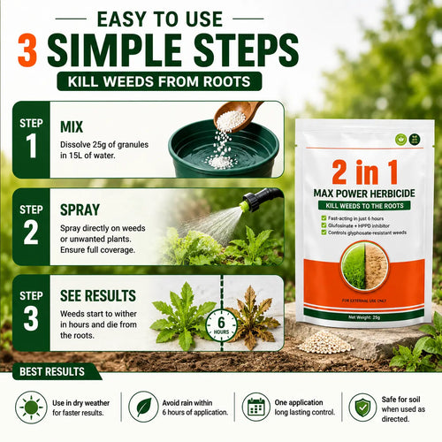 (Pack of 2) Max Power Herbicide Weed Killer – Dual-Action Grass & Weed Remover for Home Garden